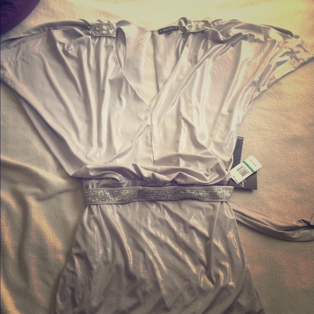 Sliver blouson mini dress